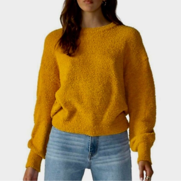 New Sanctuary Butterscotch Plush Volume Sleeve Crewneck Sweater~SZ:S - Picture 1 of 5